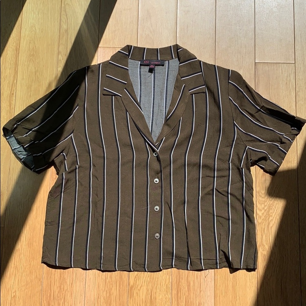 Olive Green Striped Top